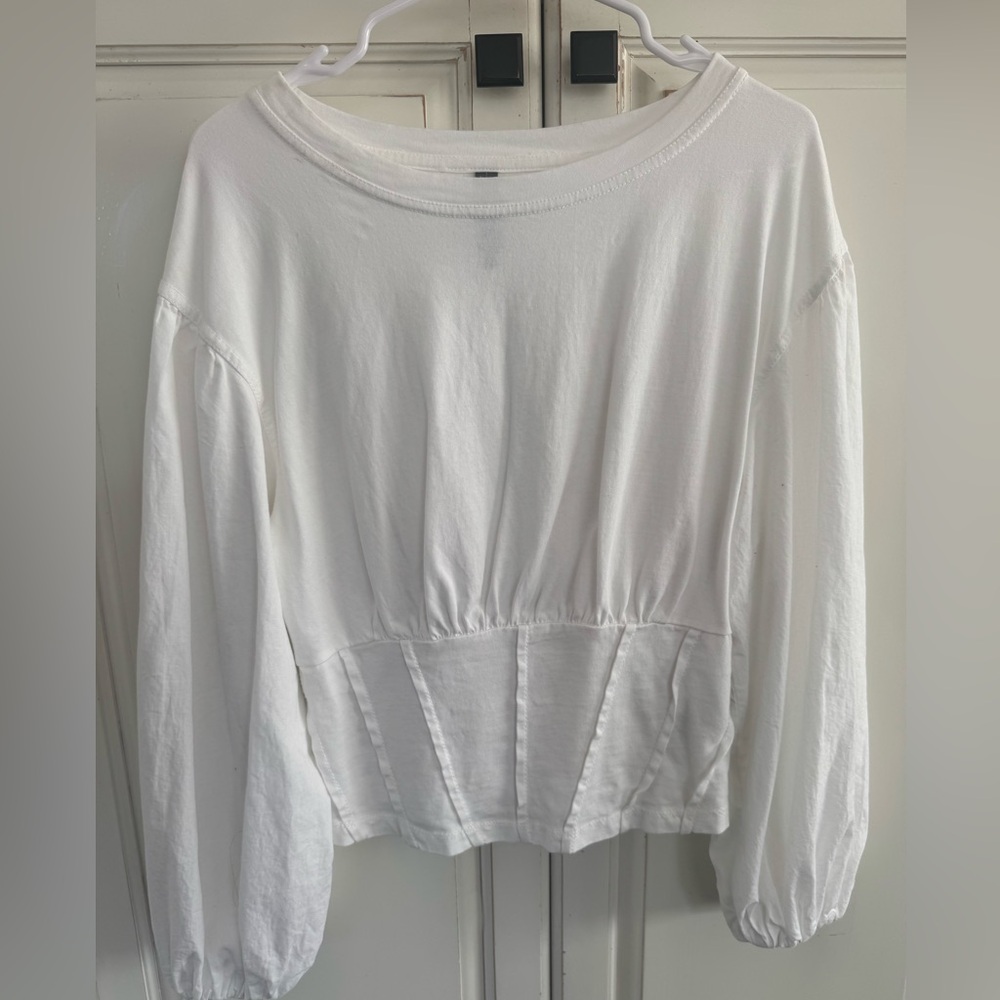 Anthropologie white Gathered Waist shirt